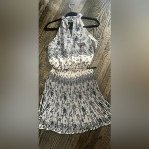 SOLD
Elegant Black and Creme Floral Dress